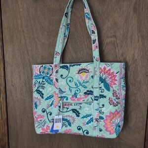 Vera Bradley iconic vera Floral Tote Bag - Green and Pink